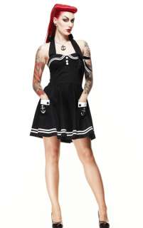 Hell Bunny Motley Mini Dress Sailor Rockabilly Nautical Pin Up Costume 