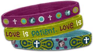 Kerusso Love Stretch Christian Bangles   3 Pack  