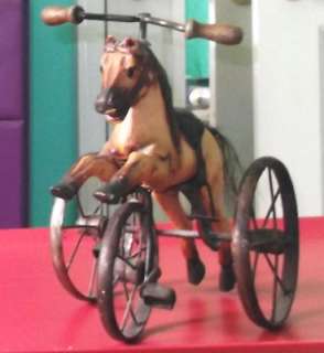ANTIQUE PEDAL HORSE TRICYCLE WOODEN TOY REPRODUCTION  
