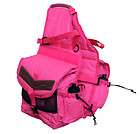 Multi Pocket Horse Saddle Bag Water Bottles 600D Canvas Nylon Hot Pink 