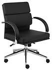   CONTEMPORARY BLACK & WHITE LEATHER CONFERENCE OFFICE DESK CHAIR B9406