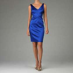 Jones New York Womens Blue Stretch Satin Sheath Dress  