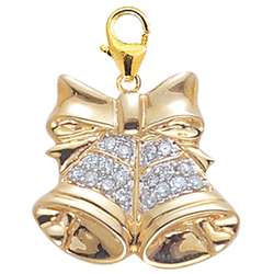 14k Yellow Gold 1/10ct TDW Diamond Bells Charm  