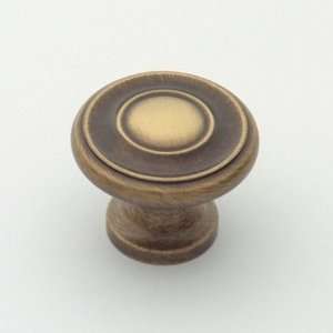 Knob   Round knob with concentric circles 1 1/4   Weathered Brass