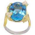 De Buman 18k Gold and Silver Blue Topaz and Cubic Zirconia Ring Today 