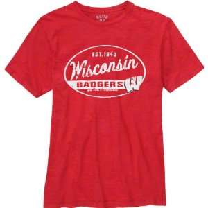  Wisconsin Badgers Red Whiffle Dyed Slub Knit T Shirt 
