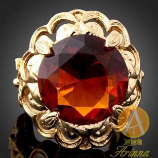 Arinna Swarovski Crystal brown Gold GP big stone Ring  