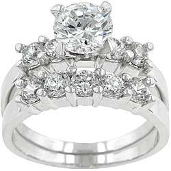 Michele Mies Silvertone Brass Round cut Cubic Zirconia Wedding Ring 