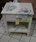 BEAUTIFUL HAND PAINTED 1 DRAWER NIGHTSTAND blue florals