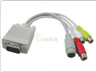 PCS PC VGA to TV 3 RCA+4 Pin S video Converter Cable  