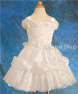  White Flower Girls Pageant Dress SZ 4 5 W56  