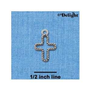  C1162+ ctlf   Open Rope Cross   Silver Plated Charm