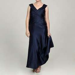 Patra Womens Shimmer Pleated Surplice Dress  
