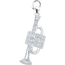 14k White Gold 1/10ct TDW Diamond Trumpet Charm  