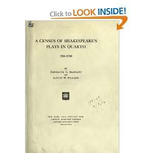  A Census Of Shakespeares Plays In Quarto, 1594 1709 