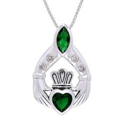 Sterling Silver Bright Sparkle Claddagh Necklace  