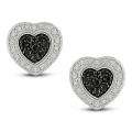 Sterling Silver Amethyst and Diamond Accent Heart Earrings MSRP 