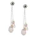  Bridal Evening Sterling Silver Pink Pearl, White Topaz Dangle Earrings