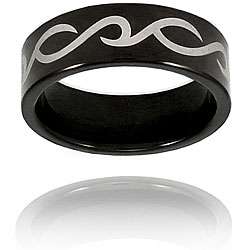 Black plated Tungsten Tribal Design Band (7.7 mm)  