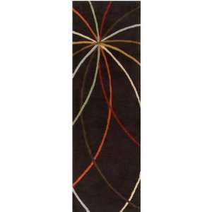  Forum Chocolate Gold Waves Contemporary 3 x 12 Runner Rug (FM 7141
