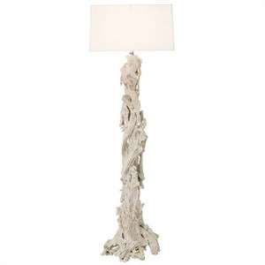 Distressed White Driftwood Art Deco Floor Lamp  