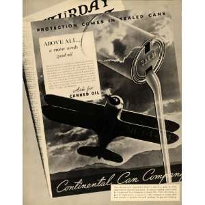  1935 Ad Continental Can Company Sealed Motor Oil Plane 