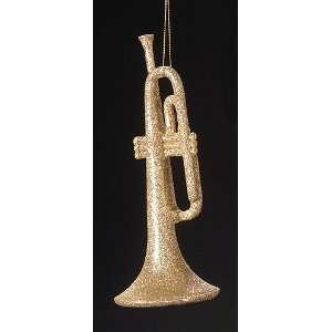  7 Gold Glitter Trumpet Musical Instrument Christmas 