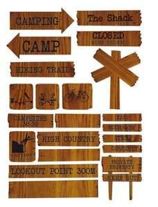   Chipboard Stickers Wood Signs Arrows Trails Icons Hiking Camping