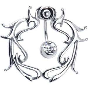  Crystalline Gem Sterling Silver Tribal Tattoo Belly Shield 