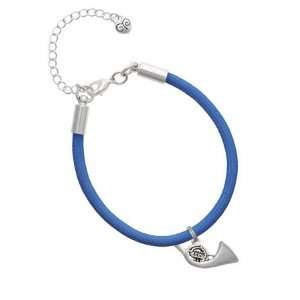  French Horn Charm on an Royal Blue Malibu Charm Bracelet 