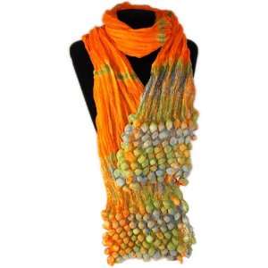  100% Silk Orange yellow Tie Dyed Scarf 
