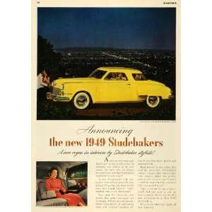  1949 Ad Studebaker Commander Starlight Coupe Yellow Car 