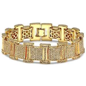  18k Yellow Gold Plated Micro Pave White CZ Cubic Zirconia 