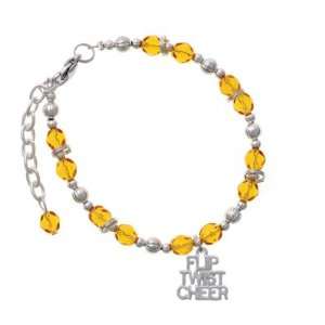 Flip, Twist, Cheer Yellow Czech Glass Beaded Charm Bracelet [Jewelry]