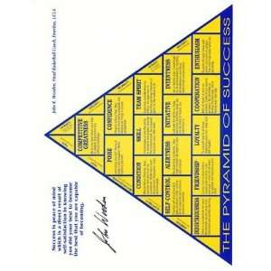  John Wooden Signed+uninscribed Pyramid Of Success Rare 