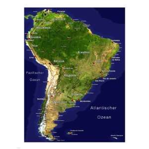  South America   Satellite Orthographic Political Map 