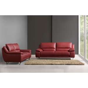  Valencia Collection Sofa and Loveseat in Red Leather By 