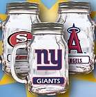 NEW YORK GIANTS NFL 20 oz Glass Mason Jar Mug w/Aluminum Screw Cap NEW 