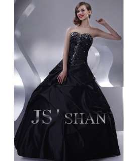 JSSHAN Black Strapless New Beaded Prom Long Party Formal Ball Gown 