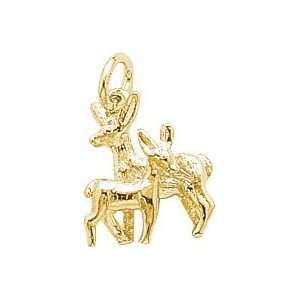    Rembrandt Charms Doe & Fawn Charm, Gold Plated Silver Jewelry