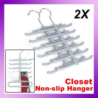 2x Rack Closet Organizer Belt Necktie Neck Ties Scarves Non slip 