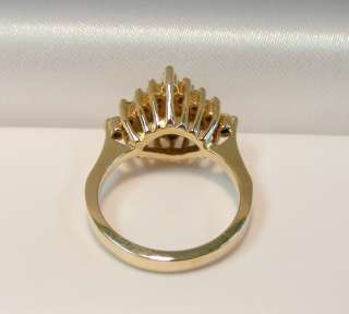 14K YELLOW GOLD .75cttw DIAMOND CLUSTER COCKTAIL RING *  