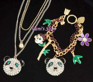   JOHNSON Jewelry Panda Necklace + bracelet set,come in gift box  
