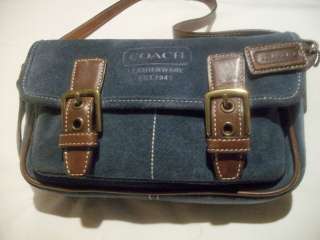 COACH Authentic Shoulder Handbag Cute BLUE SUEDE BROWN LEATHER Exc 