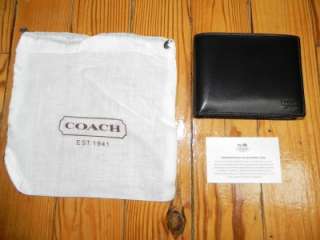COACH Mens Wallet ID Passcase BLACK Water Buffalo Leather 74397 like 