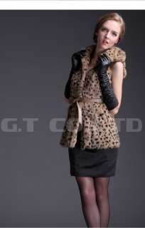   leopard rabbit fur vest waistcoat gilet sleeveless Coat Jacket coats