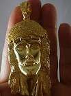 MENS NEW YELLOW GOLD PLATED JESUS FACE CHARM/PENDANT CZ