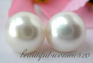 12mm white round freshwater pearl stud earring 14k  