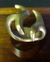   Abstract Bronze Sculpture on Walnut Base form of Whale Tails Eames Era