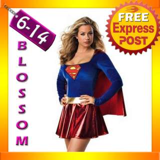Super Hero Woman Supergirl Ladies Fancy Dress Costume  